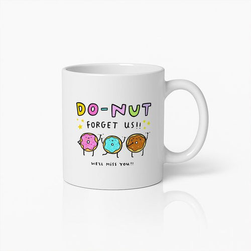 Schattige "Do-Not Forget Us" Donut Cartoon Mok – Grappige Afscheids Koffiebeker – Perfect Cadeau voor Vrienden & Collega's