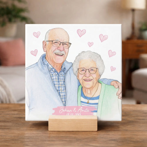 Jouw foto op een geliefden tegeltje in aquarel stijl