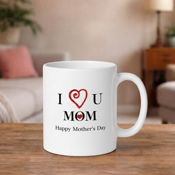 I Love You Mom Koffiemok - Moederdag Cadeau 2026 - Keramiek Wit - 330ml
