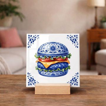 Delfts Blauw Tegeltje - Hamburger