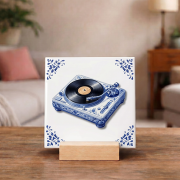 Delfts Blauw Tegeltje - Platenspeler