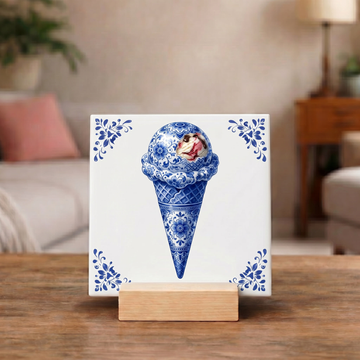 Delfts Blauw Tegeltje - IJshoorntje