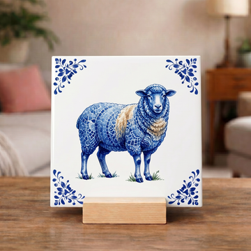 Delfts Blauw Tegeltje - Schaap