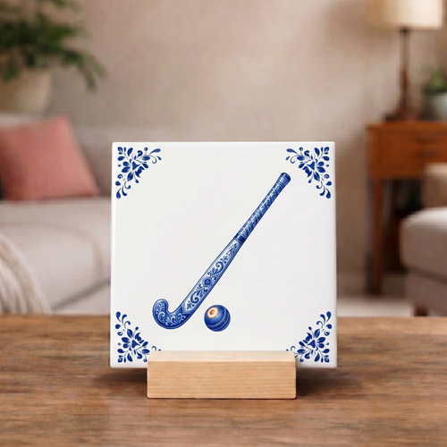 Delfts Blauw Tegeltje - Hockeystick