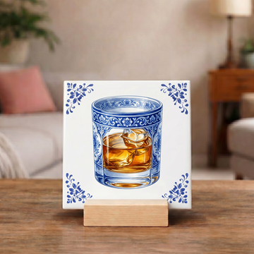Delfts Blauw Tegeltje - Whiskyglas
