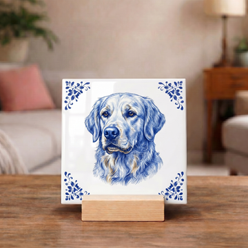 Delftsblauw Tegeltje 11x11 Golden Retriever – Cadeau voor hondenliefhebber of baasje