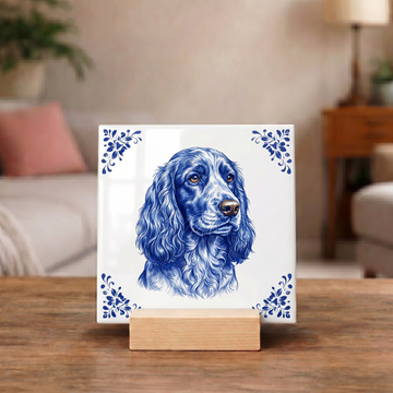 Delftsblauw Tegeltje 11x11 Cocker Spaniël – Cadeau voor hondenliefhebber of baasje