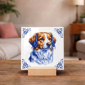 Delftsblauw Tegeltje 11x11 Kooikerhondje – Cadeau voor hondenliefhebber of baasje