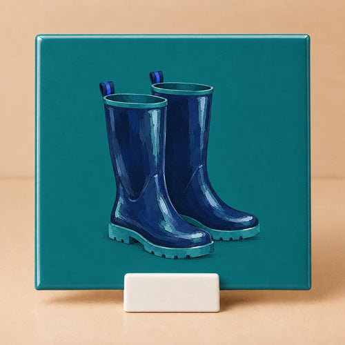 Tegeltje "Regenlaarzen" herfst kleurtrend