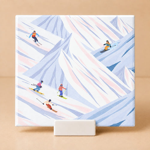 Tegeltje "Skiërs in de bergen"