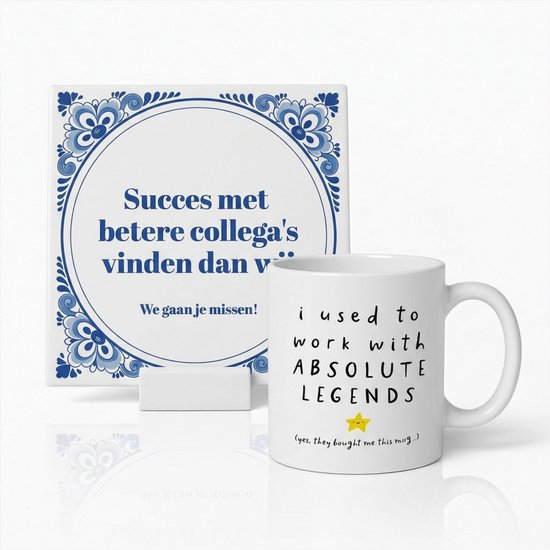 Cadeau set "I used to work with absolute legends + succes met betere collega's vinden dan wij"