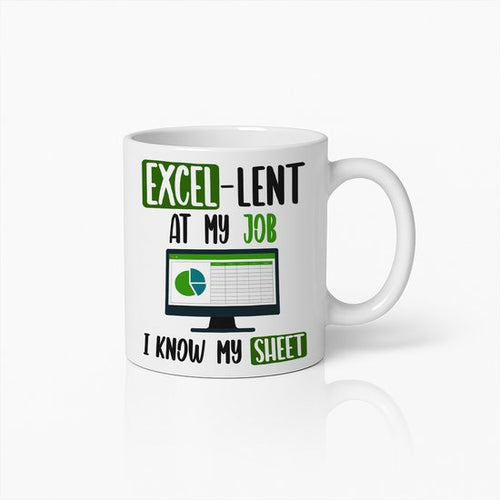 Excel Liefhebber Mok 330ml – Grappige Kantoormok "Excellent in Mijn Werk, Ik Ken Mijn Sheet" – Cadeau voor Collega’s, Boekhouders & Data-Analisten