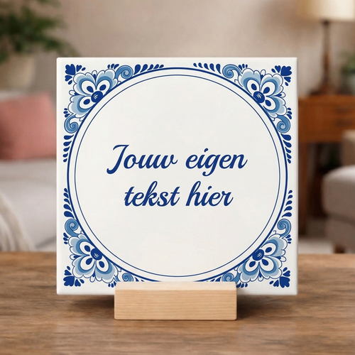 Delfts blauw tegeltje met jouw tekst