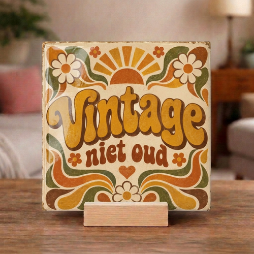 Tegeltje "Vintage, niet oud"