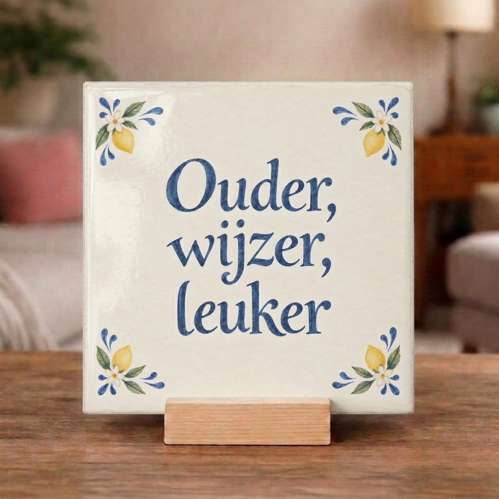 Tegeltje "Ouder, wijzer, leuker"