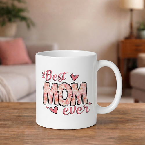 Best Mom Ever Koffiemok - Bloemen Moederdag Cadeau - Keramische Mok