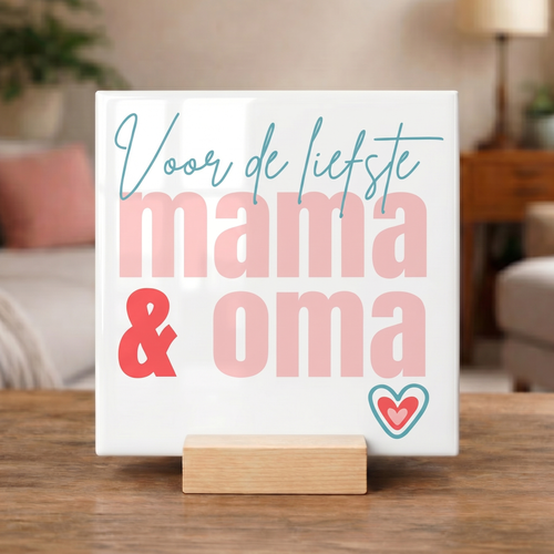 Voor de Liefste Mama & Oma Tegel – Hartverwarmende Keramische Cadeautegel voor Moederdag of Grootmoeder Appreciatie
