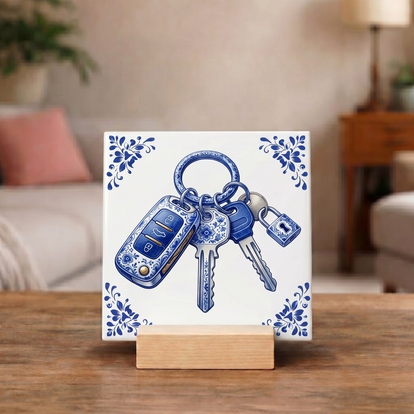 Delfts Blauw Tegeltje - Sleutelbos
