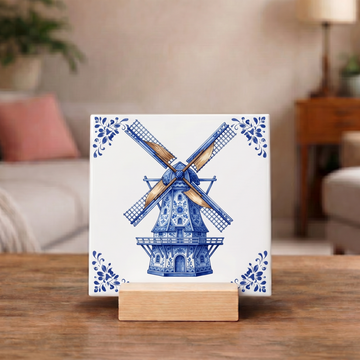 Delfts Blauw Tegeltje - Molen Authentiek