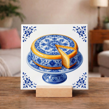 Delfts Blauw Tegeltje - Kaaswiel