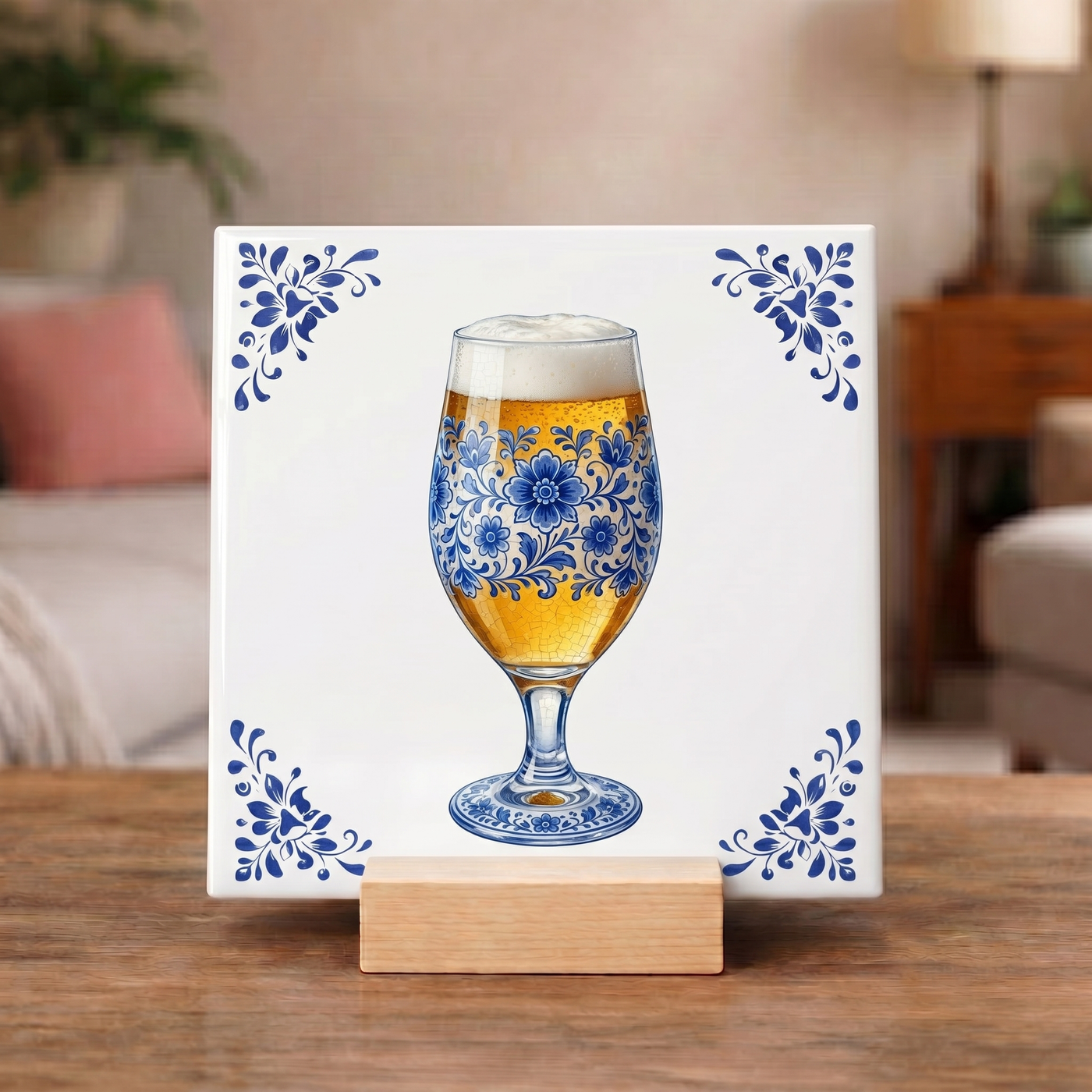 Delfts Blauw Tegeltje - Bierglas