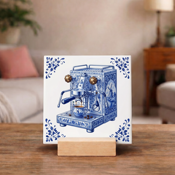 Delfts Blauw Tegeltje - Espressomachine