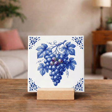 Delfts Blauw Tegeltje - Druiventros