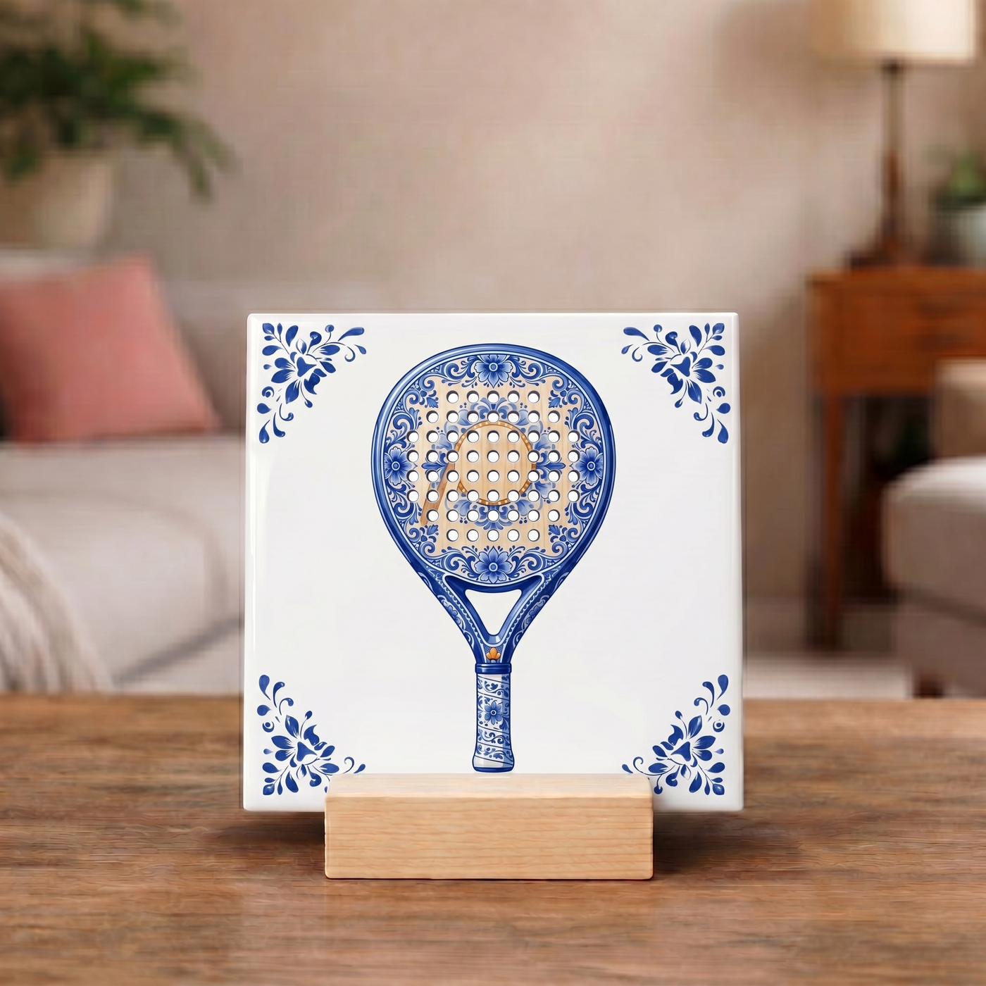 Delfts Blauw Tegeltje - Padel Racket
