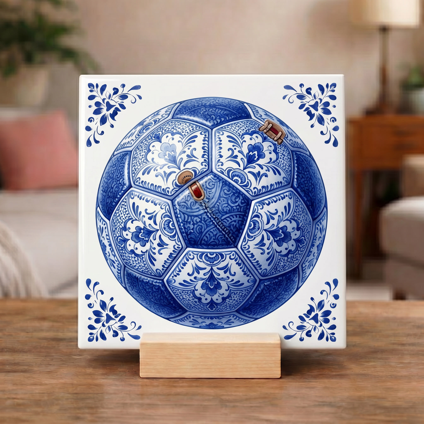 Delfts Blauw Tegeltje - Voetbal