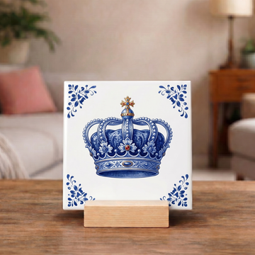 Delfts Blauw Tegeltje - Kroon