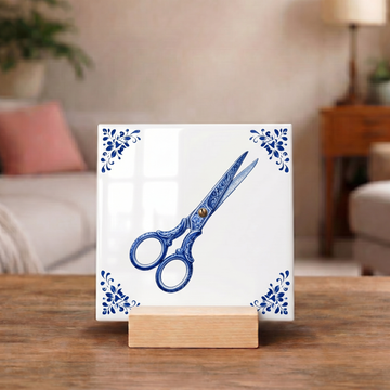 Delfts Blauw Tegeltje - Schaar