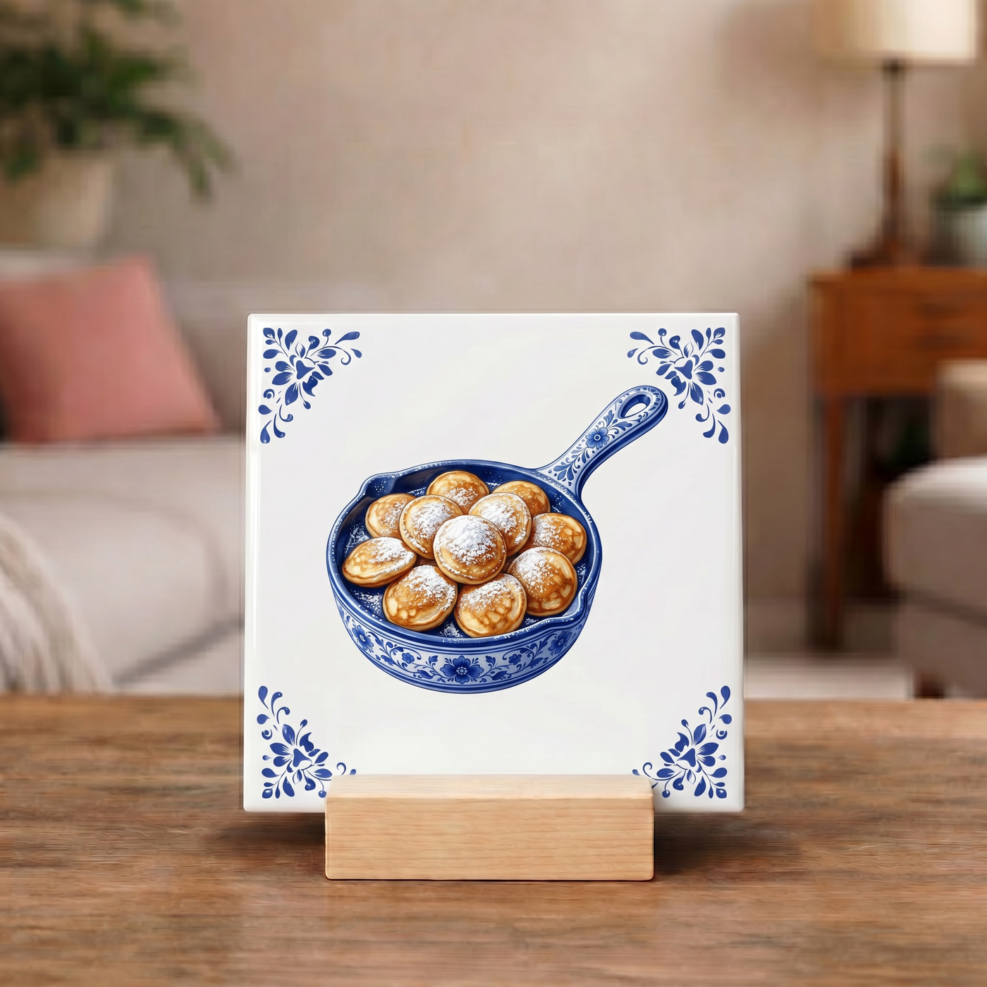 Delfts Blauw Tegeltje - Hollandse Poffertjes