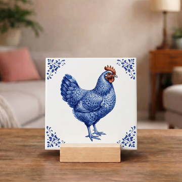 Delfts Blauw Tegeltje - Kip