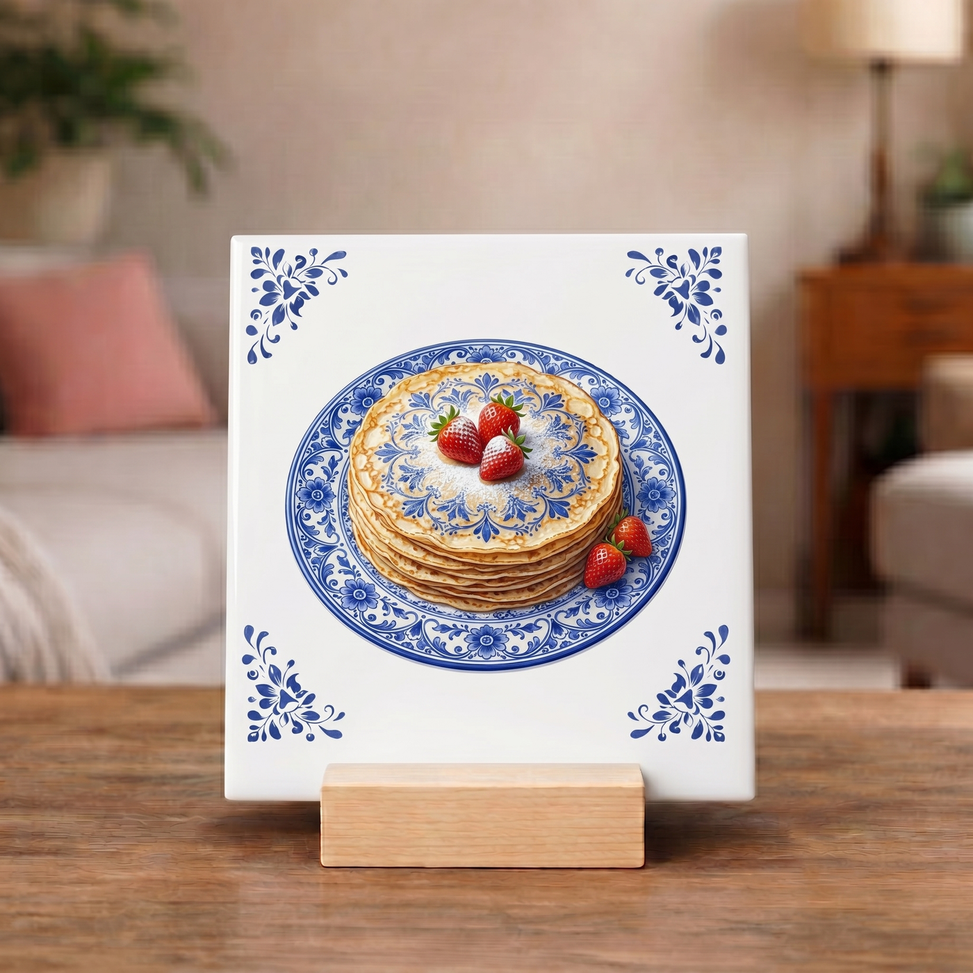 Delfts Blauw Tegeltje - Hollandse Pannenkoeken