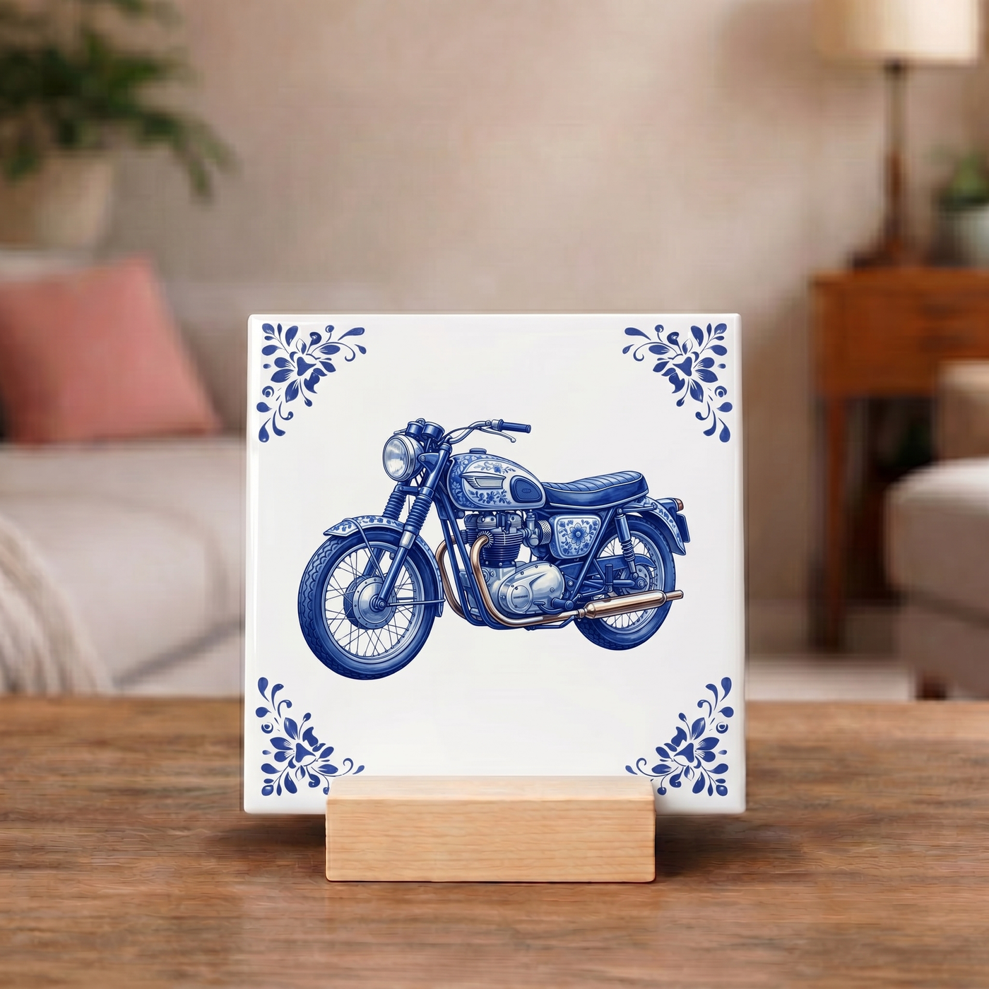 Delfts Blauw Tegeltje - Motor