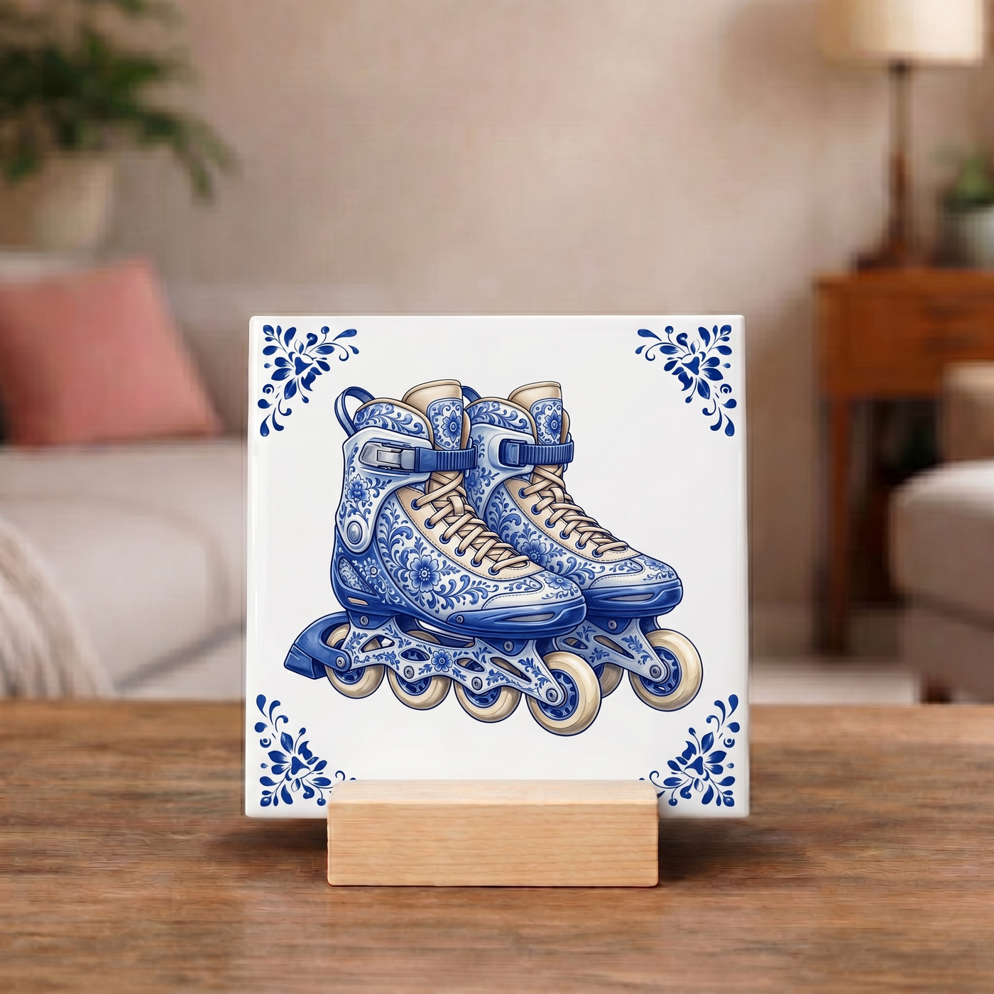 Delfts Blauw Tegeltje - Skeelers