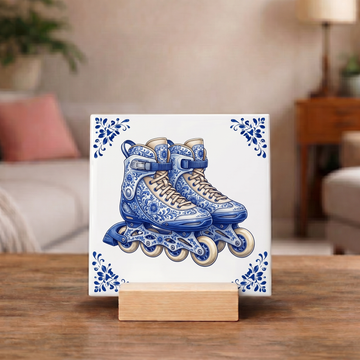 Delfts Blauw Tegeltje - Skeelers