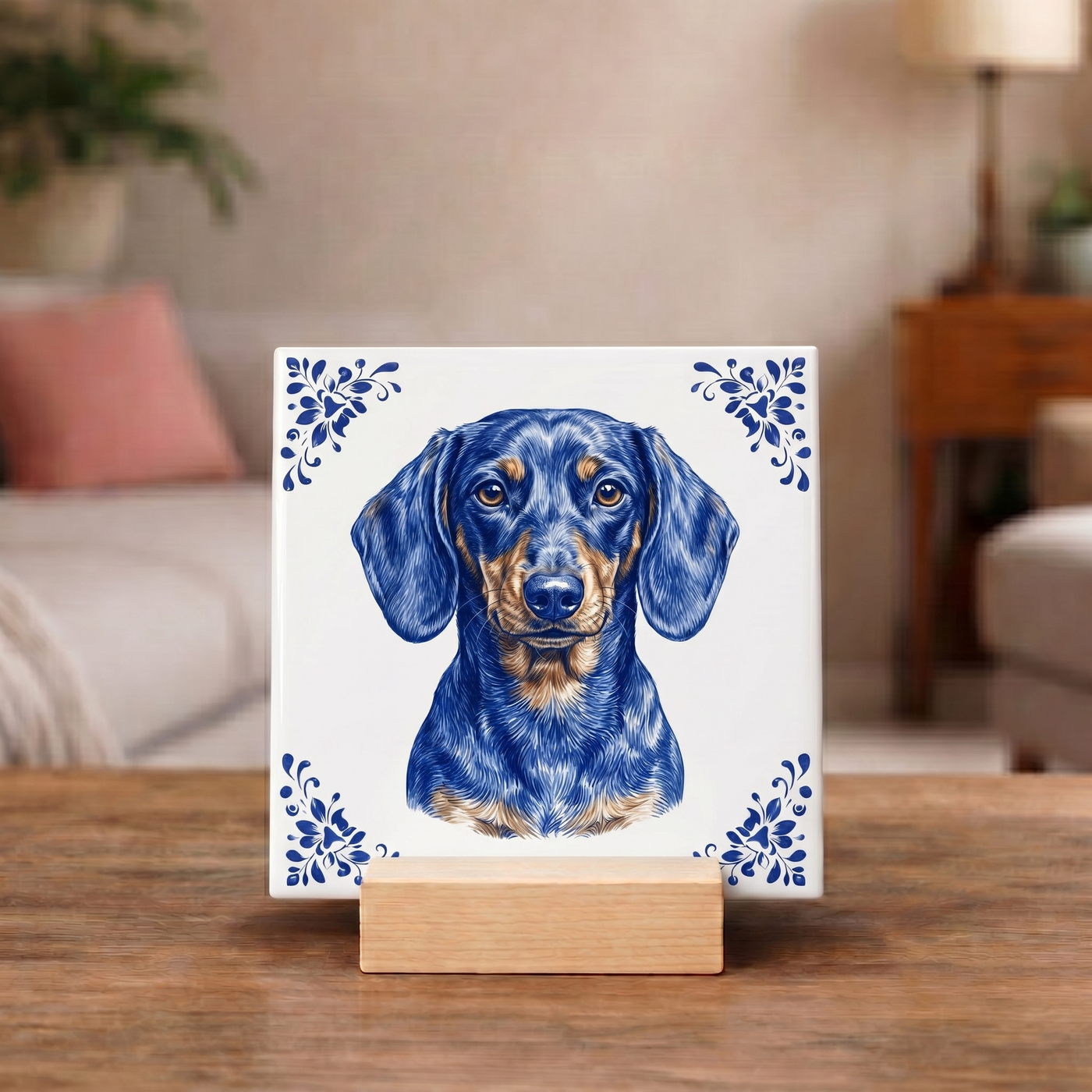 Delftsblauw Tegeltje 11x11 Teckel – Cadeau voor hondenliefhebber of baasje
