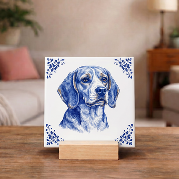 Delftsblauw Tegeltje 11x11 Beagle – Cadeau voor hondenliefhebber of baasje