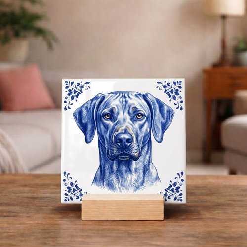 Delftsblauw Tegeltje "Rhodesian Ridgeback"