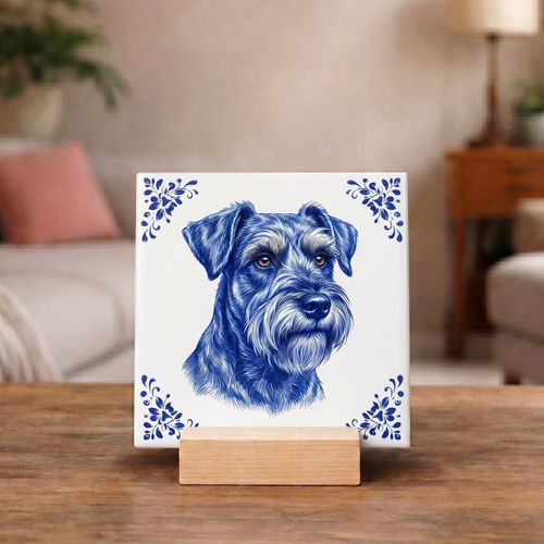 Delftsblauw Tegeltje "Schnauzer"