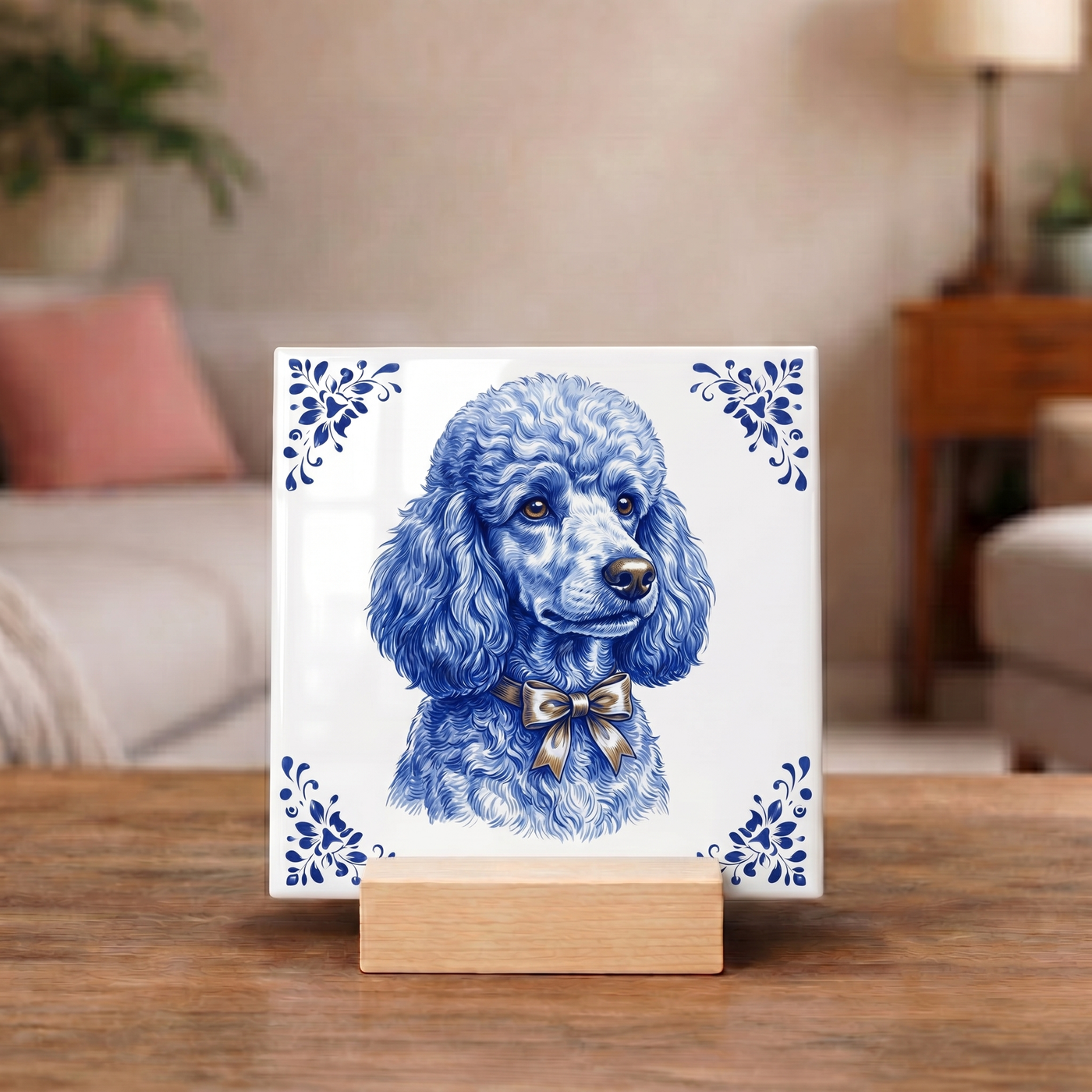 Delftsblauw Tegeltje 11x11 Poedel – Cadeau voor hondenliefhebber of baasje
