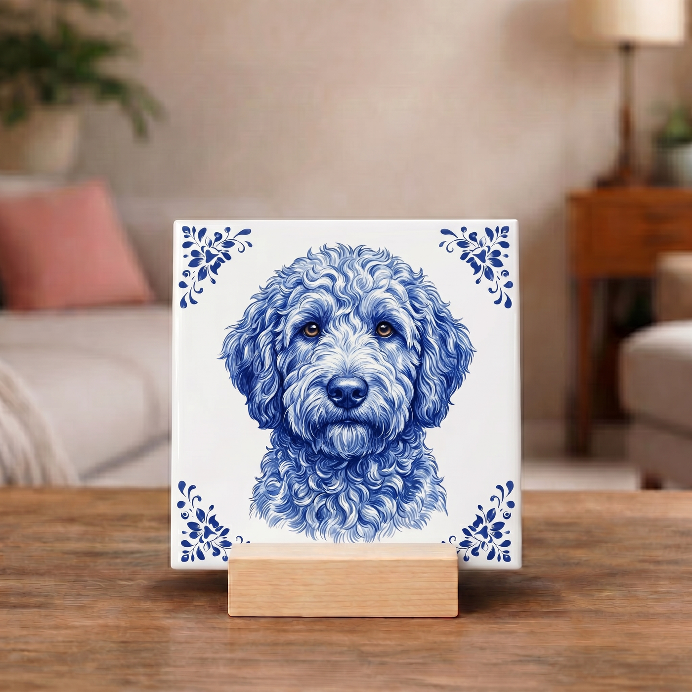 Delftsblauw Tegeltje 11x11 Poedel – Cadeau voor hondenliefhebber of baasje