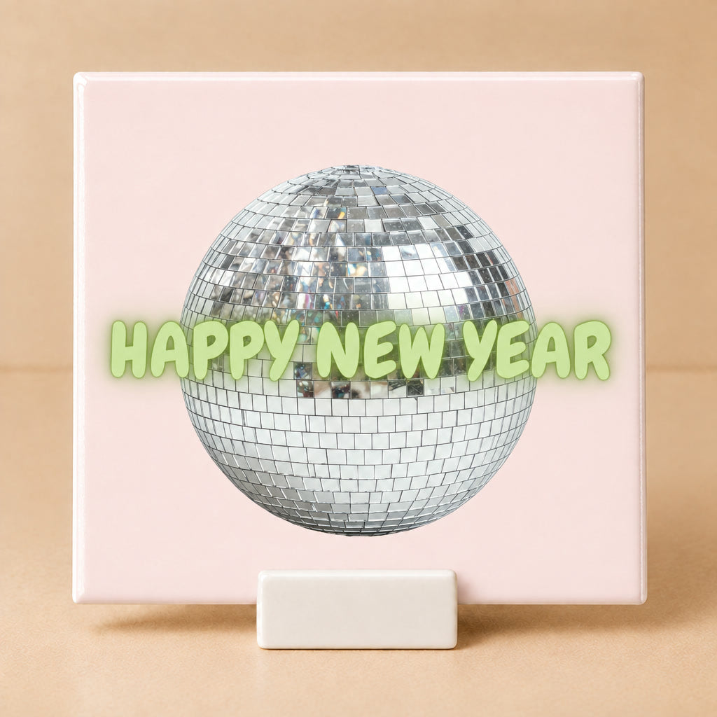 Tegeltje "Happy New Year" discobal